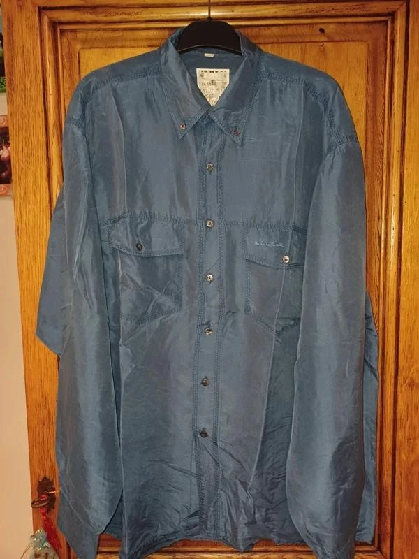 Camisa azul de seda da marca Umberto Rosetti tamanho Xl – photo 2